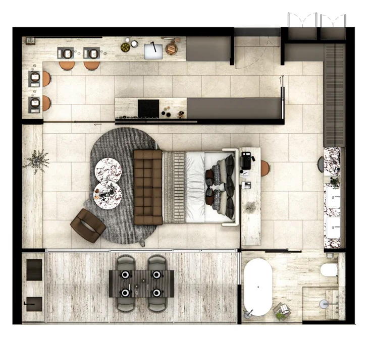 Планировка: 1 спальня · 71 м²