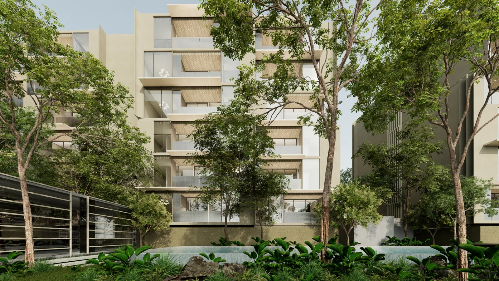 Courtyard between the residences